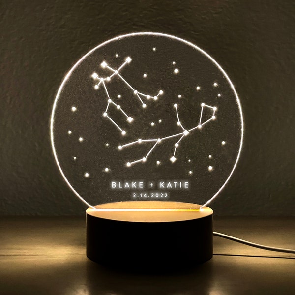 Personalized Zodiac LED Light • Couples Gift • Anniversary • Engagement • Custom Gift • Gift for Her • Gifts for Him • Wedding Gift • ZNL02