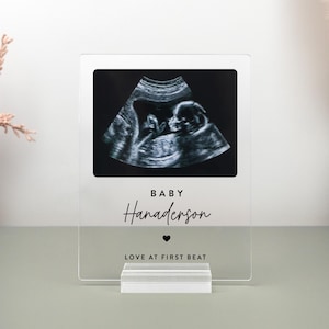 Personalized Ultrasound Photo Plaque: Baby Announcement Keepsake, Pregnancy Reveal, USP01