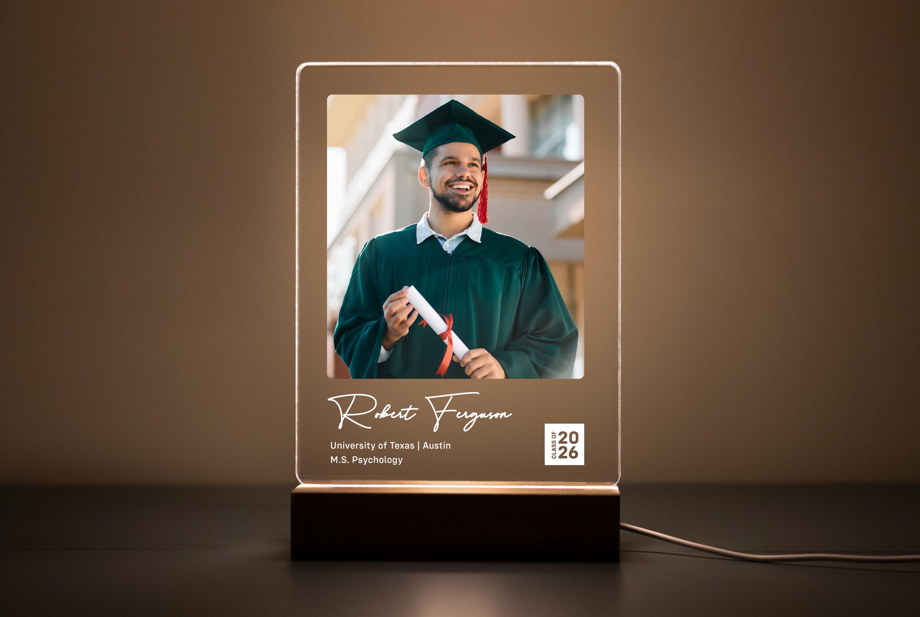 Graduation Led Version Personalized Graduation LED Plaque | Class of 2026 Custom Photo Gift ...