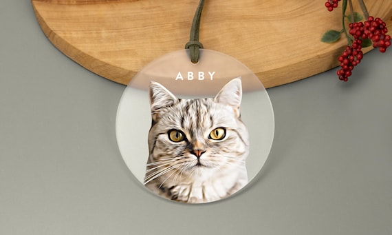 Personalized Pet Photo Ornament: Frosted Acrylic, Custom Pet Memorial Gift