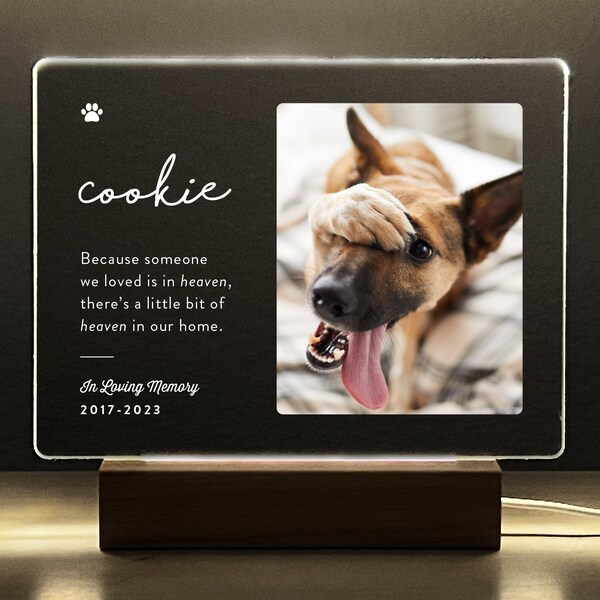 Pet Memorial LED Plaque, Dog Memorial Gift, Passing Away Remembrance Gift Light,Pet Loss Sympathy, Memorial Frame, LED Frame, PML01