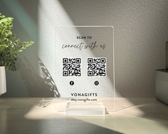 Letrero de código QR personalizado • Letrero QR personalizado • Letrero para pequeñas empresas • Decoración de tienda • Letrero de redes sociales empresariales • Letrero de propinas • QCP01