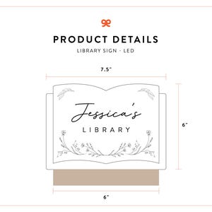 Personalized Library LED Sign: Library Decor, Custom Book Lover Gift, Bookshelf Decor, Bookish Gifts image 8