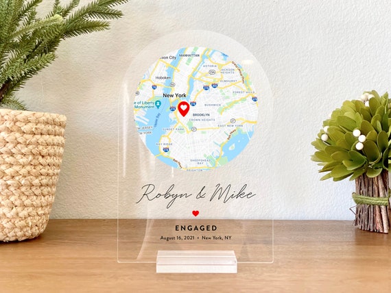 Custom Map Plaque Where We Met Wedding anniversary Our First Date