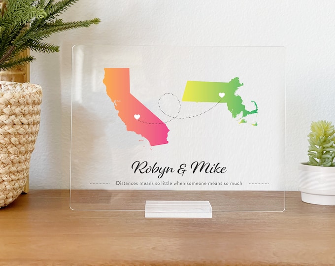 Personalized Long Distance States Plaque • Best Friend Gift Birthday • Moving Away Gift • Long Distance Relationship Friendship • LDSP01