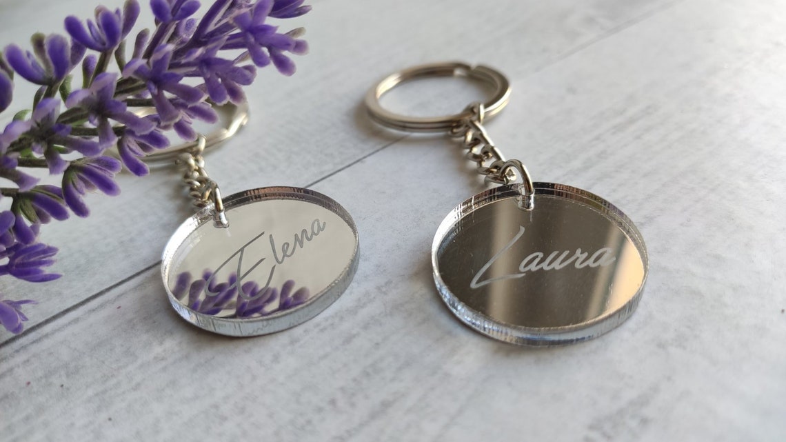 Personalized Engraved Mirror Acrylic Keychain Etsy
