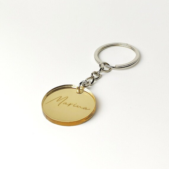 Personalized Engraved Mirror Acrylic Keychain Etsy