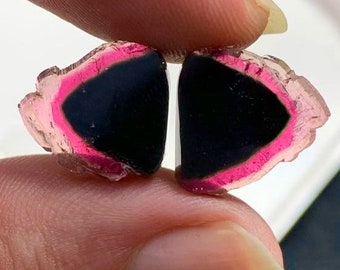 Natural Hot pink  Tri color tourmaline Slice.