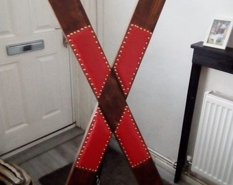 Bondage St Andrews cross with a mahogany finish.