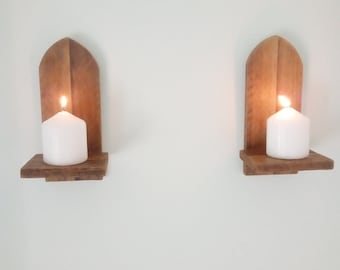 Pair of arched gothic candle sconces. Please read p&p restrictions on this order in the description.