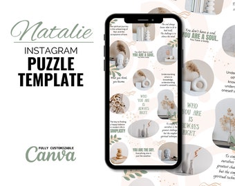 Editable Instagram Puzzle Feed Template: Canva Social Media (PDF)