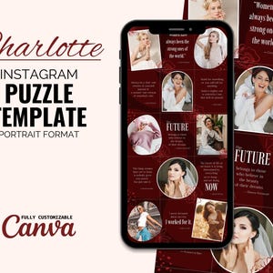 Instagram Puzzle Feed Template In New Portrait Format, Instagram Puzzle Template Canva, Editable Canva Instagram Puzzle Grid