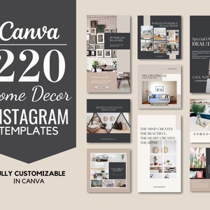 220 Home Decor Instagram Template, Canva templates, Post Template, Story Template, Social Media Templates, Interior Designer, Small Business