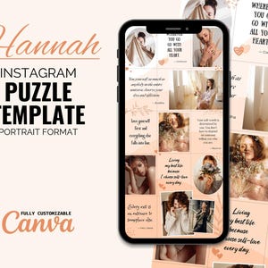 Instagram Puzzle Feed Template In New Portrait Format, Instagram Puzzle Template Canva, Editable Canva Instagram Puzzle Grid