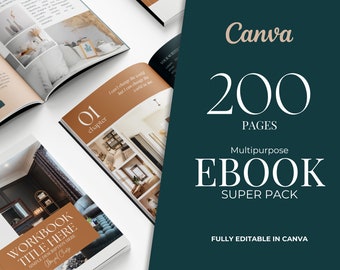 200 pagina's Canva e-boeksjabloon, coaching- en marketinggids, magneet voor zakelijke leads, marketinghandboek, maker van cursussen