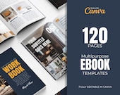 Elegant 120-Page Canva Ebook Template, Marketing Guide, Business Lead Magnet, Marketing Handbook, Course Creator