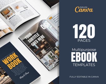Elegant 120-Page Canva Ebook Template, Marketing Guide, Business Lead Magnet, Marketing Handbook, Course Creator