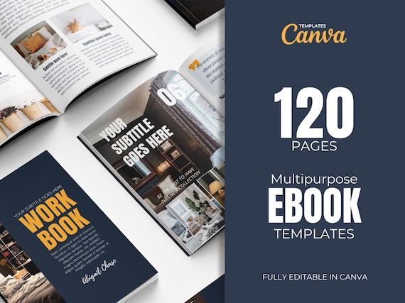 Elegant 120-Page Canva Ebook Template, Marketing Guide, Business Lead Magnet, Marketing Handbook, Course Creator
