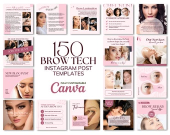 Eyebrow Artist Instagram Templates: Brow Tech Canva Posts (Digital Download)