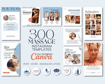 Plantillas de Instagram para masajistas: Negocios de spa y belleza (editables en Canva)