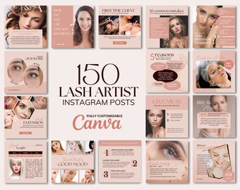 Lash Artist Instagram Template: 150 Canva Beauty Posts (Digital Download)