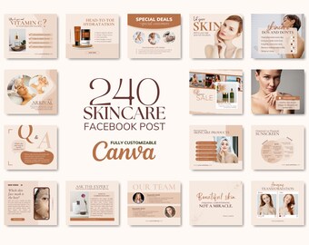 Hautpflege Facebook Post Canva Templates: 240 Beauty Salon Designs (PDF)
