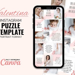 Instagram Puzzle Feed Template In New Portrait Format, Instagram Puzzle Template Canva, Editable Canva Instagram Puzzle Grid
