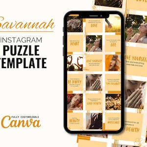 Instagram Puzzle Feed Template, Instagram Puzzle Template Canva, Editable Canva Instagram Puzzle Grid, Life Coach Social Media Templates