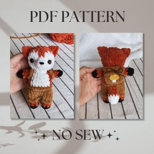 Fox with Backpack Crochet PDF PATTERN - no sew crochet pattern - fox crochet pattern
