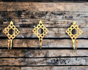 Set of 3 Moroccan Brass Hook, Large Brass Ornate Hook, Brass Wall Hook, Moroccan Brass , Brass Hook, Handmade Brass Hook, Brass Wall Hook