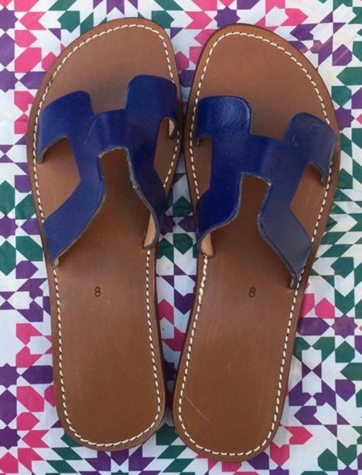 Handmade Leather Sandals Women Navy Blue Leather Sandals | Etsy