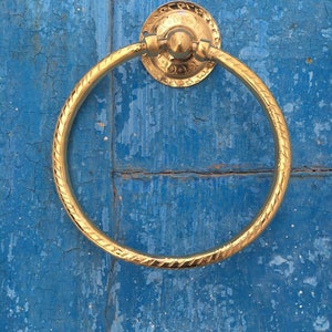 Moroccan Brass Towel Holder, Handmade Brass Towel Ring, Brass Bathroom Fixture