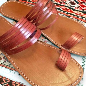 Brown Leather Thong Sandals, Moroccan leather Sandals, Handmade Leather Sandals, Brown Leather Thong Sandals, Handmade Flip Flop Sandals