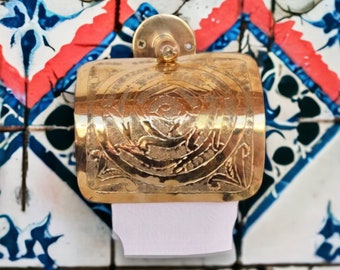 Brass Toilet Paper Holder, Moroccan Toilet Paper Holder Brass, Brass Bathroom Decor, Metal Toilet Paper Holder, Handmade Toilet Paper Holder