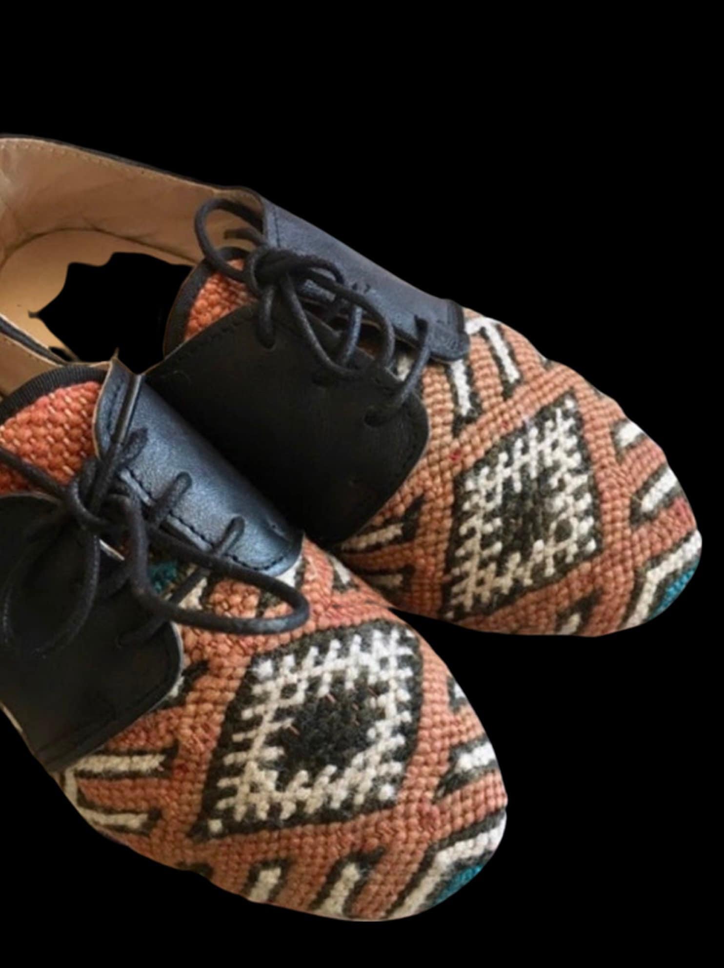Moroccan Kilim Shoes Women Handmade Shoes Black Leather Etsy UK