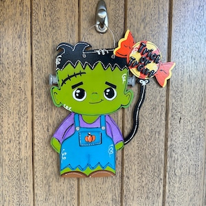 Frankenstein Door hanger, cute Frankenstein door sign, Frankenstein decoration, Halloween decor, Halloween door hanger