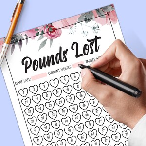 Śledzenie utraty wagi, wykres utraty wagi, utrata wagi do druku, śledzenie utraconych funtów, dziennik utraty wagi, śledzenie wagi
