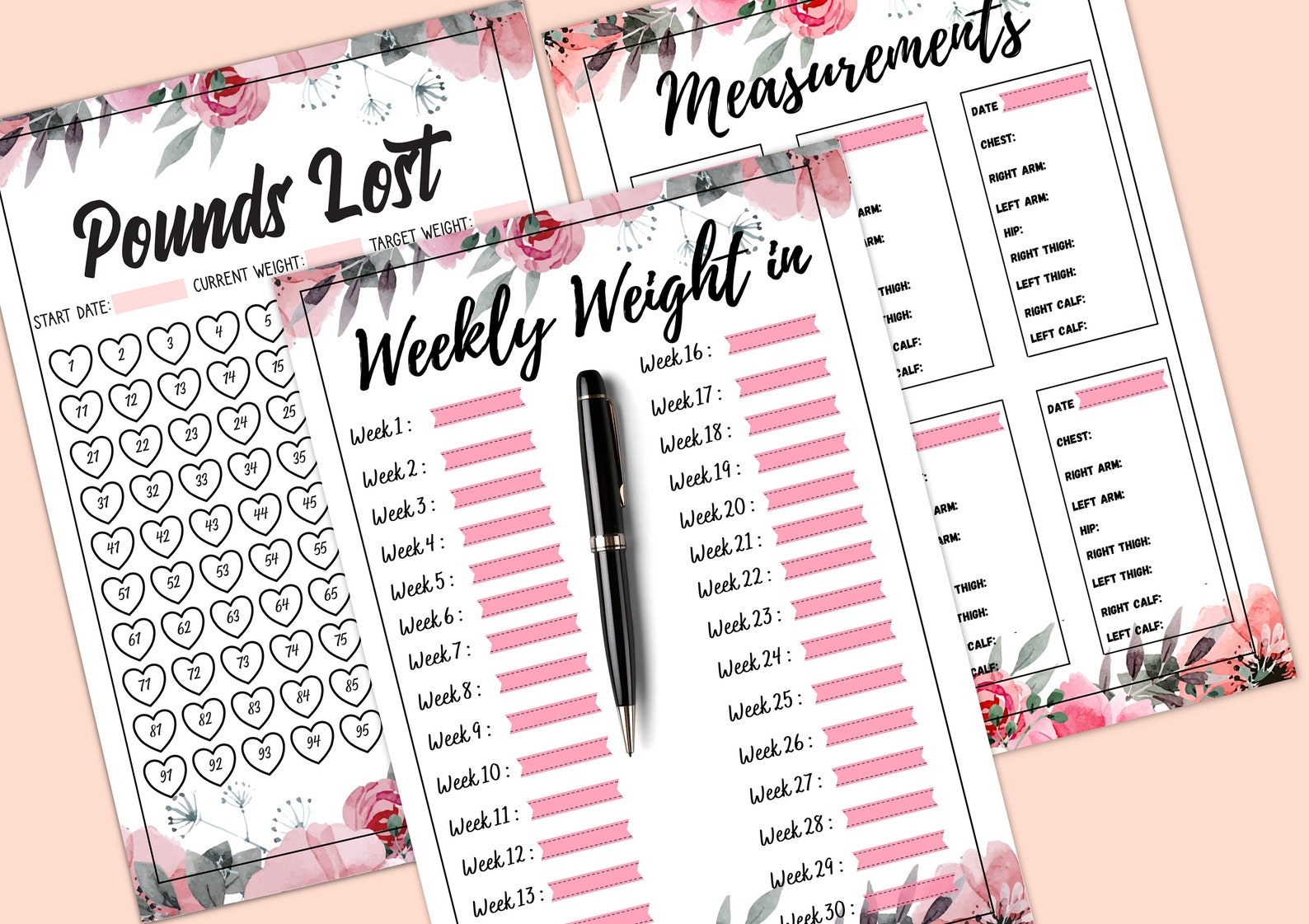 Printable Weight Loss Tracker, Weight Loss Goal Tracker, Digital Weight ...