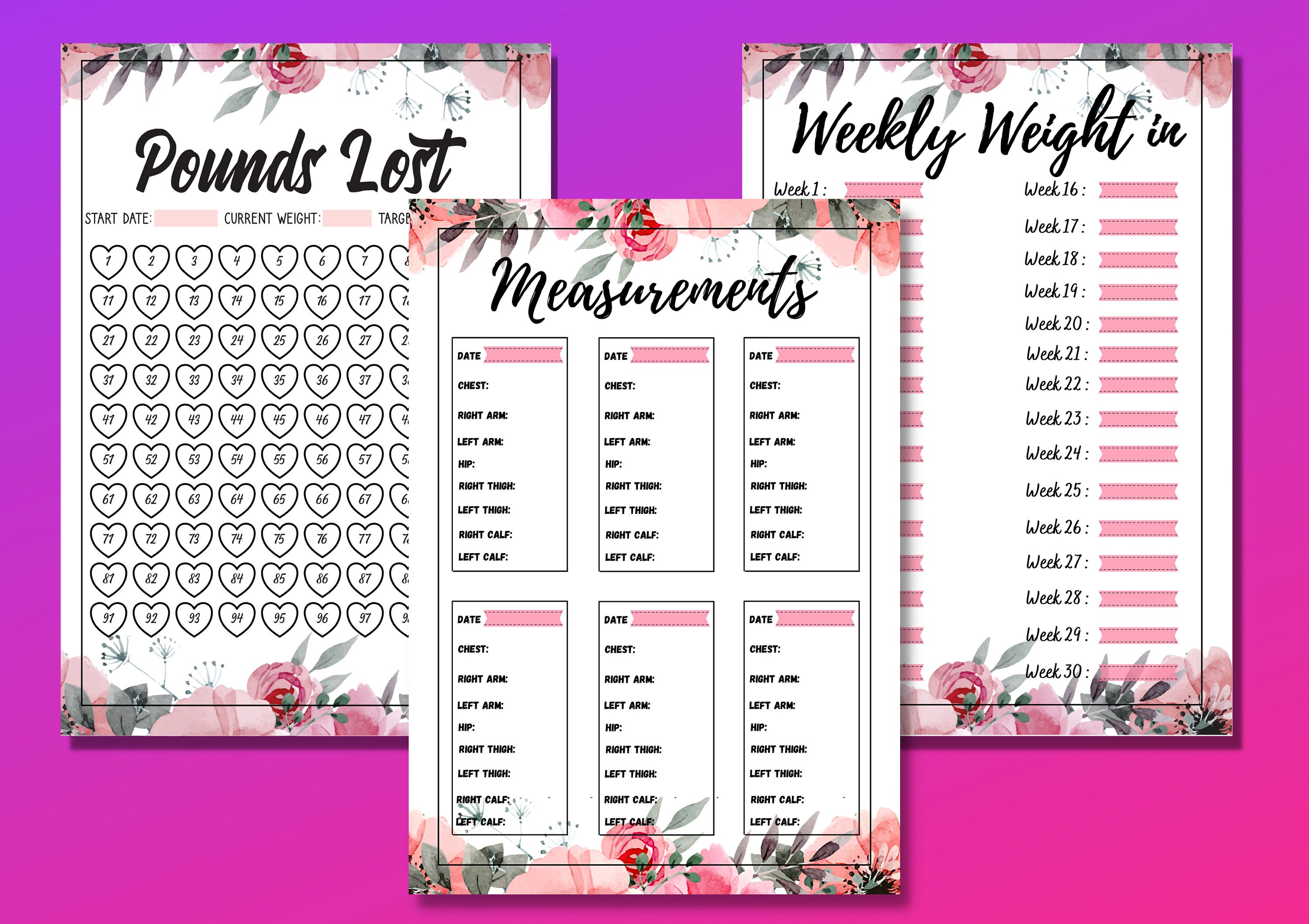 Printable Weight Loss Tracker, Weight Loss Goal Tracker, Digital Weight ...