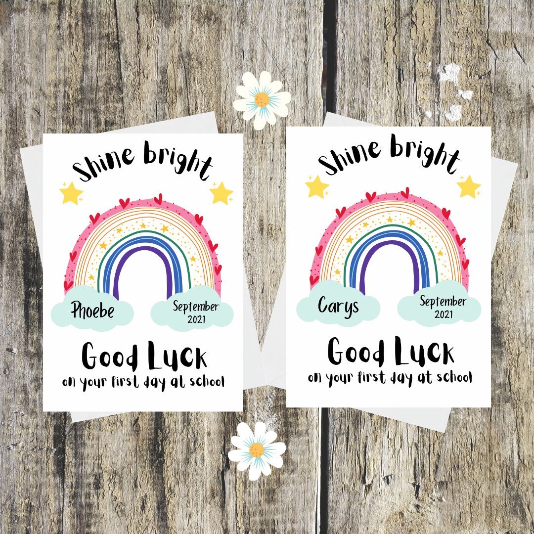 Personalised Starting school card. Good luck in school shine | Etsy