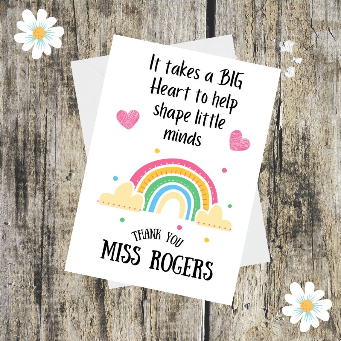 Thank You Teacher Card Thank You Nursery Card School Etsy