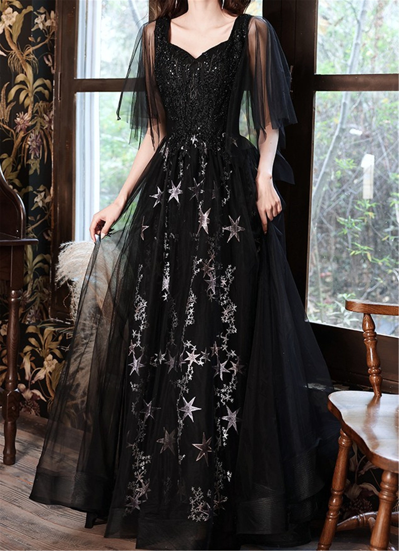 Vintage Black long prom dress 2021Straps style ball gown Etsy