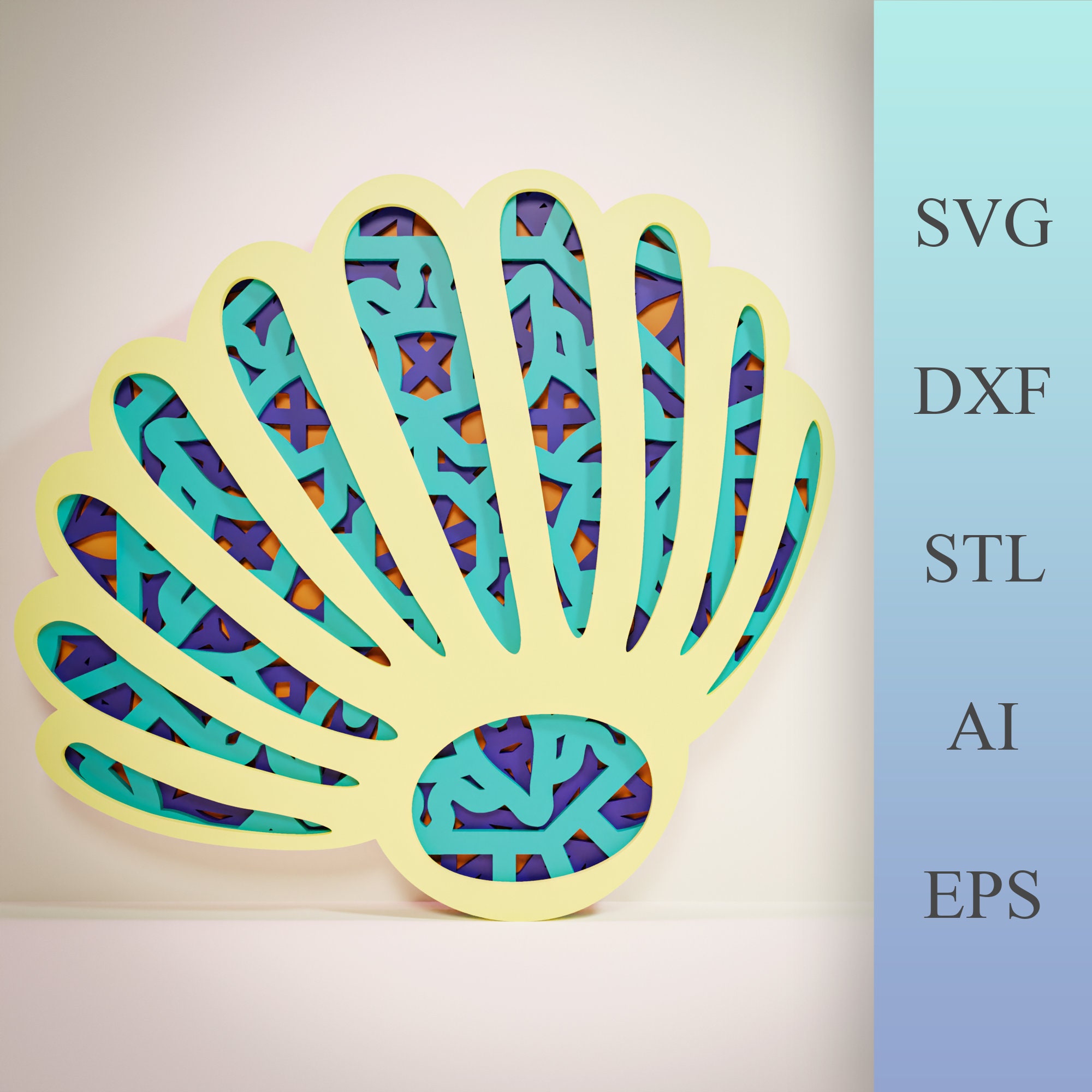 Sea Shell Multilayer SVG/ Sea Shell Cut File/ 3D Layer/ Plywood Cutting