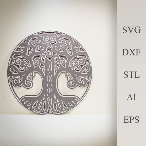 Tree of Life multilayer SVG/ Tree of Life cut file/ 3D layer/ Plywood cutting/ Paper & Wood cutting/ SVG file/ DXF File/ 3D mandala plywood