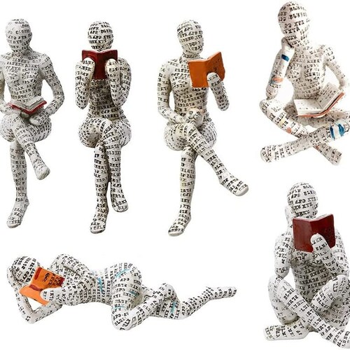 Reading Woman Figurine Statue Bookshelf Decorresin Abstract Etsy