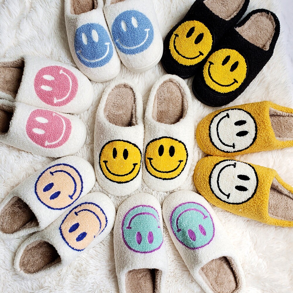 Smiley face slippers etsy Clearance