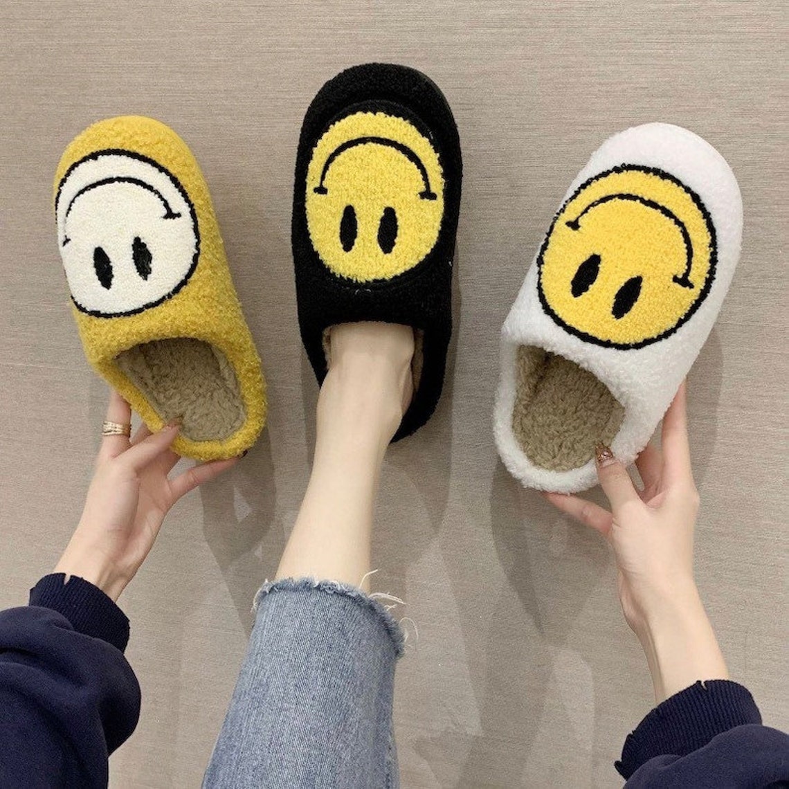 Smiley Face Slippers/ Smile Slippers/ Happy Face Slippers/ Etsy