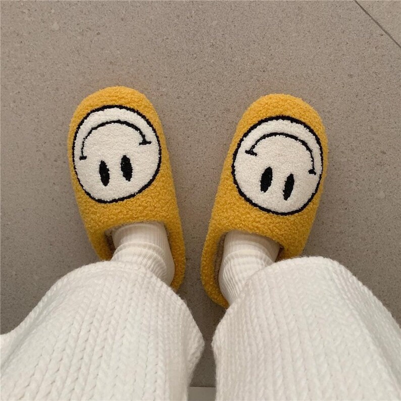 Smiley Face Slippers/ Smile Slippers/ Happy Face Slippers/ Etsy