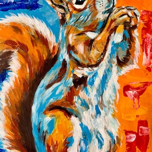Original Portrait Of A Squirrel - Acrylic 9х12” Handmade Wall Art Decor. Vla.S