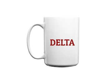 Large Delta Word Coffee Mug - White